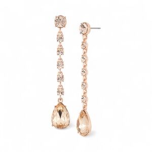 Givenchy Rose Gold-Tone Round & Pear-Shape Crystal Linear Drop Earrings